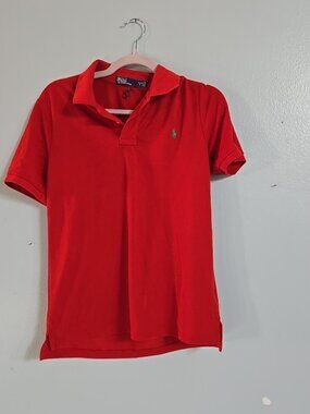 Polo Ralph Lauren Polo Shirt Boy's Short Sleeve Casual Red Cotton Size L 14-16